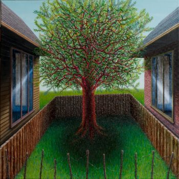 Magical realism painting by Wendy Widell Wolff - Tree in summer