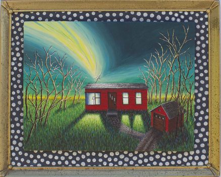 Magical realism painting by Wendy Widell Wolff -  House and shooting star